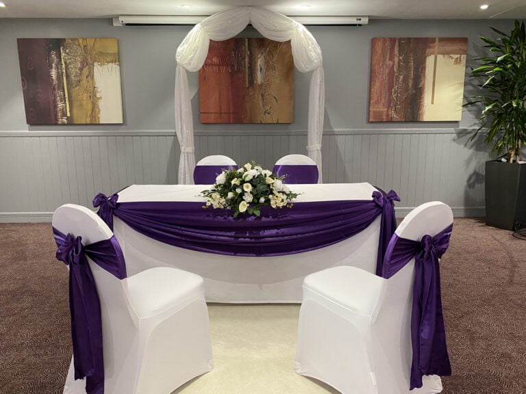 Ceremony Table Swagging - Purple