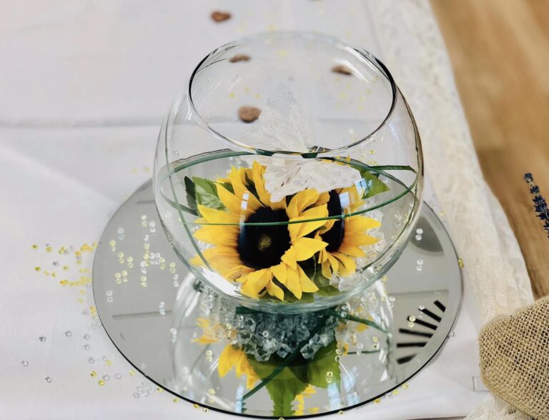 Medium Fish bowl with Sunflowers