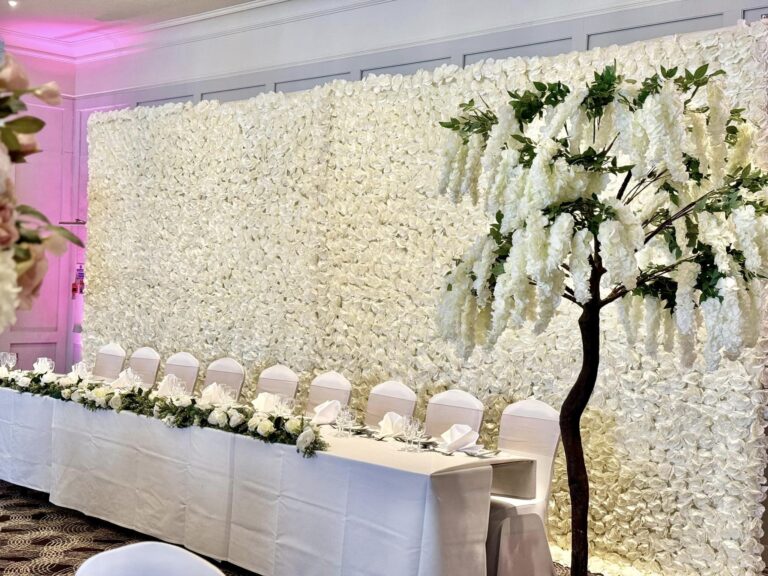 ivory rose flower wall - shown in 6m long option